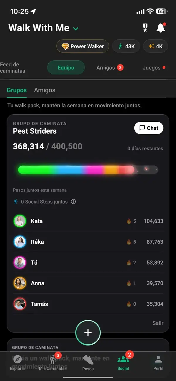 Un objetivo semanal compartido del Paquete de Caminata