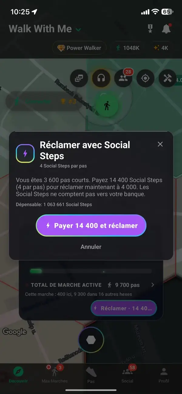 Revendiquer un hexagone avec des pas accumulés