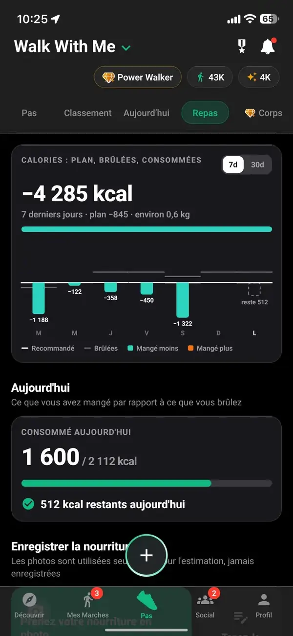 L'estimation de calories d'une promenade basée sur le rythme et l'inclinaison