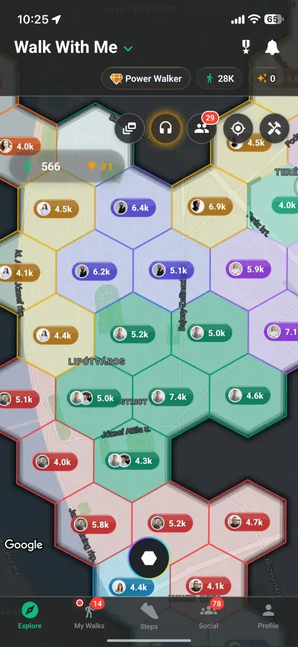 A held hexagon and its price on the map