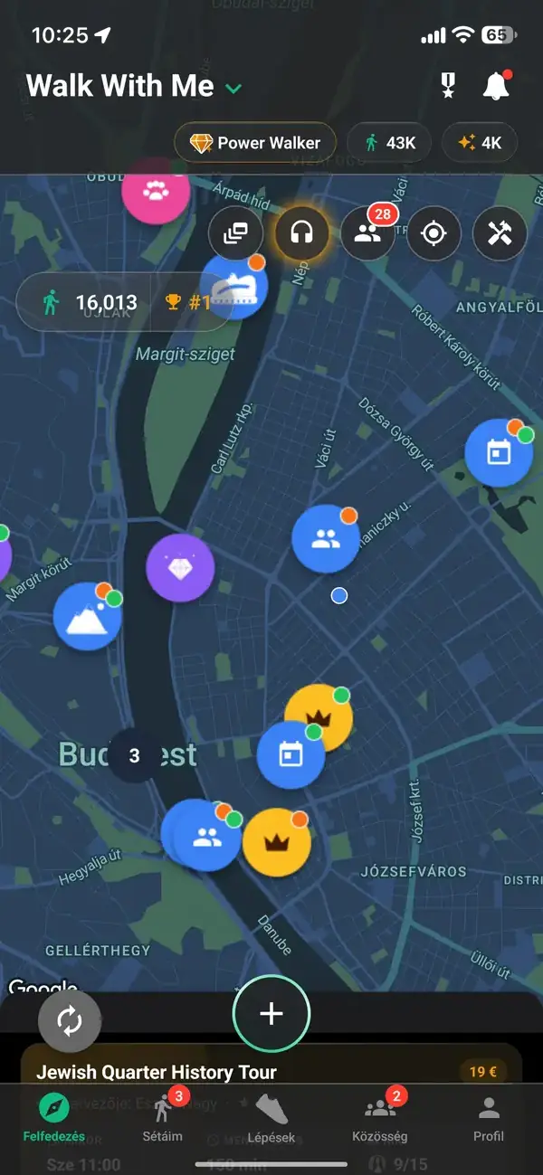 Az Explore térkép a közeli sétákkal