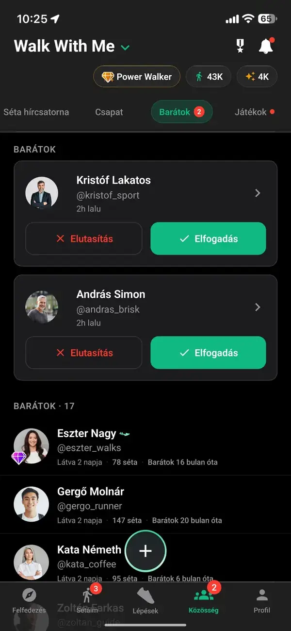 Egy sétálót barátként adva hozzá