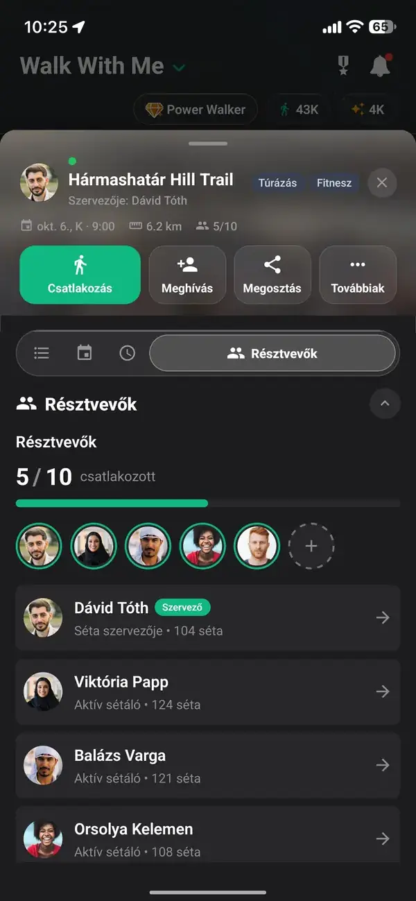 Jelentkezés a sétára