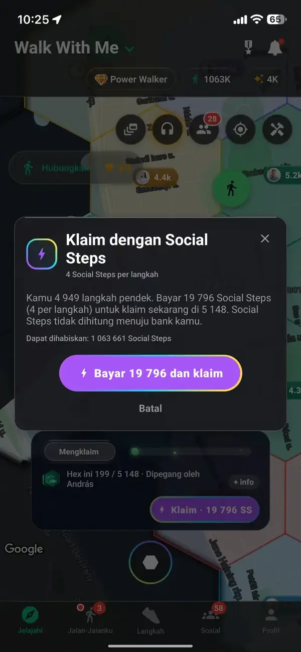 Mengklaim heksagon dengan langkah yang disimpan