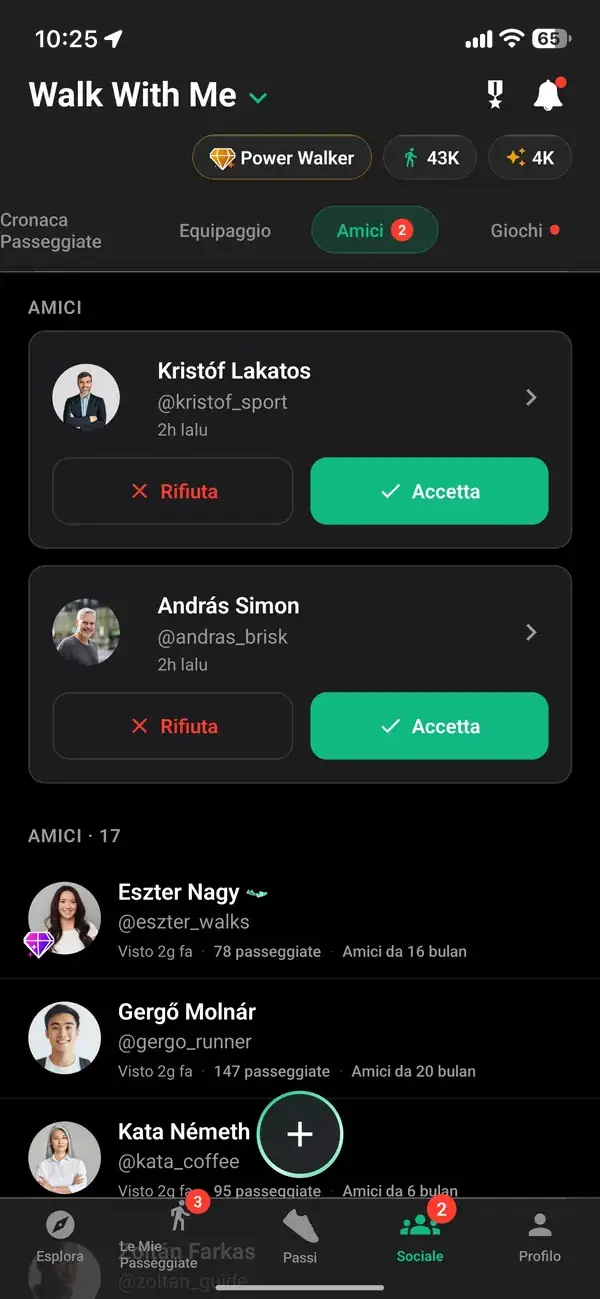 Aggiungere un passeggiatore come amico