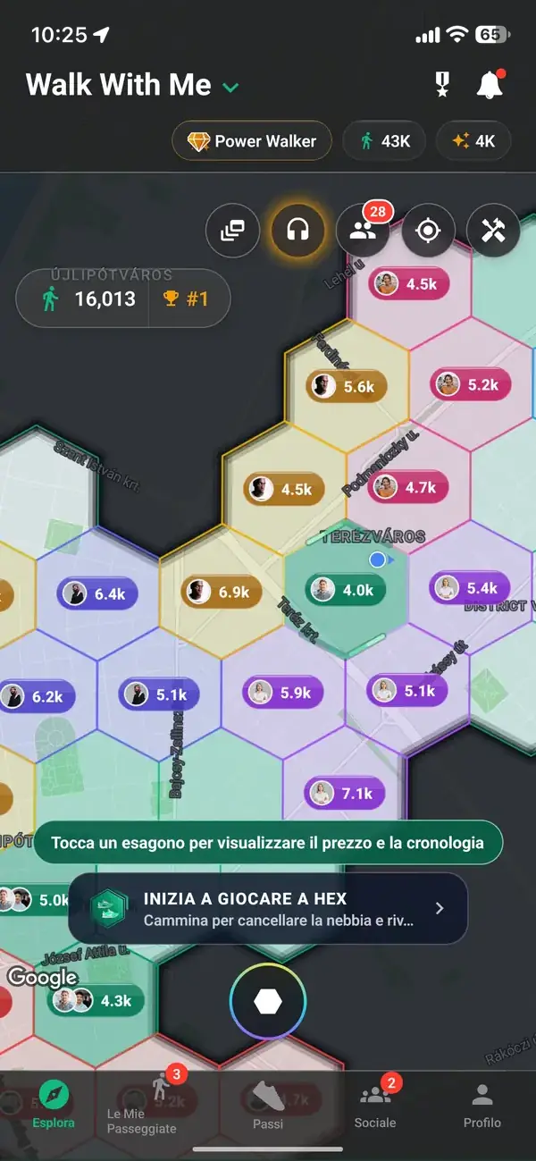 Un esagono posseduto e il suo prezzo sulla mappa