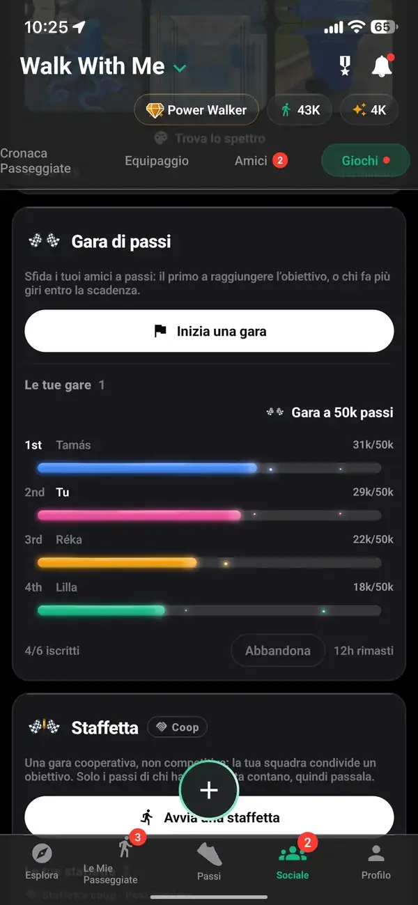 Una gara a 50.000 passi tra amici, con te al secondo posto