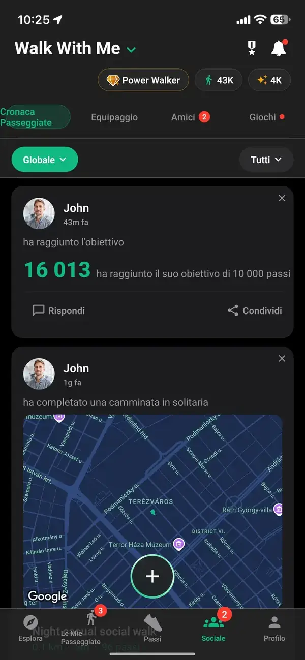 Il Feed delle camminate come feed social basato sul camminare