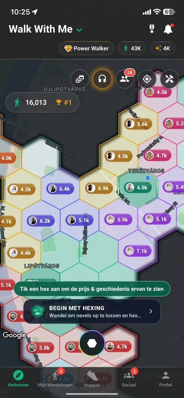 Een vastgehouden zeshoek en de prijs ervan op de kaart