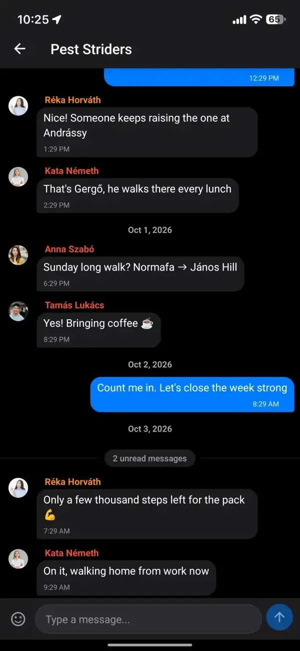 Chat do Passeio em Grupo planejando um passeio por pubs