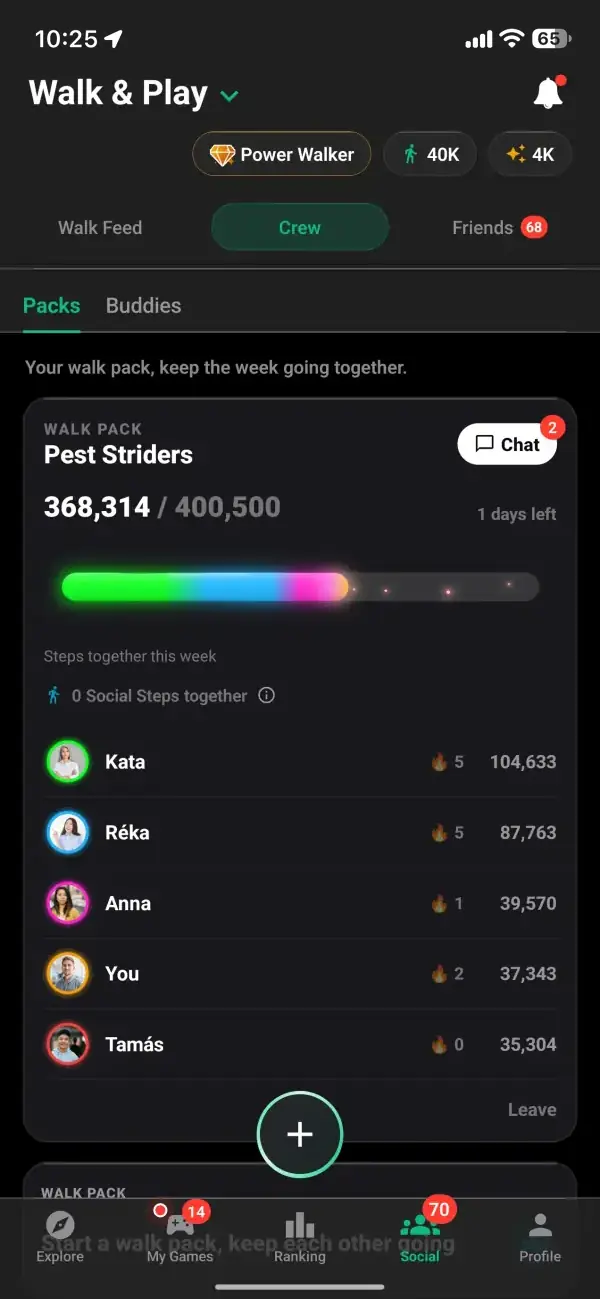 A Walk Pack shared weekly goal