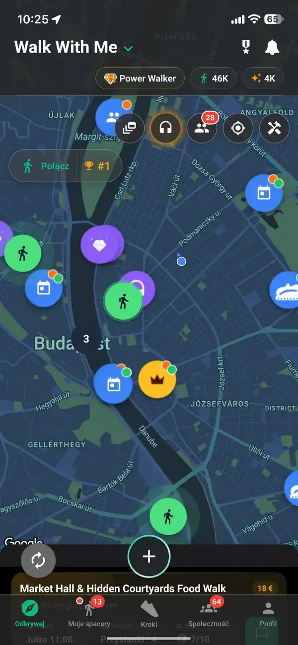 Mapa Eksploracji ze spacerami w pobliżu