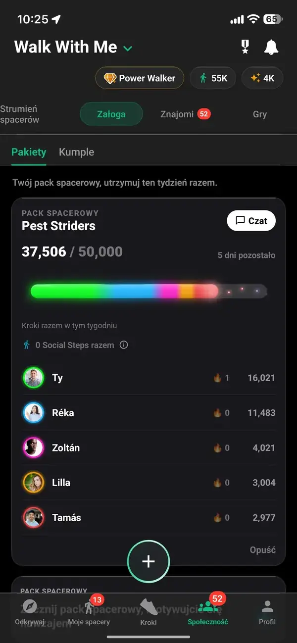 Wspólny cotygodniowy cel paczki spacerowej