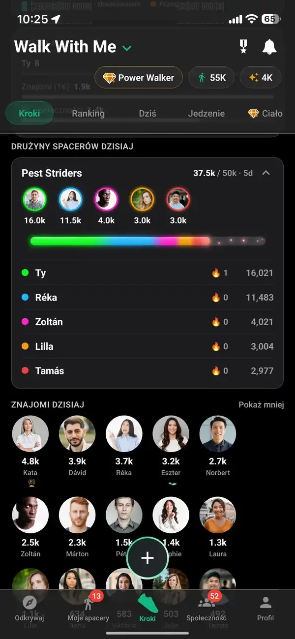 Wspólny pasek tygodniowego celu kroków w Paczce Spacerowej