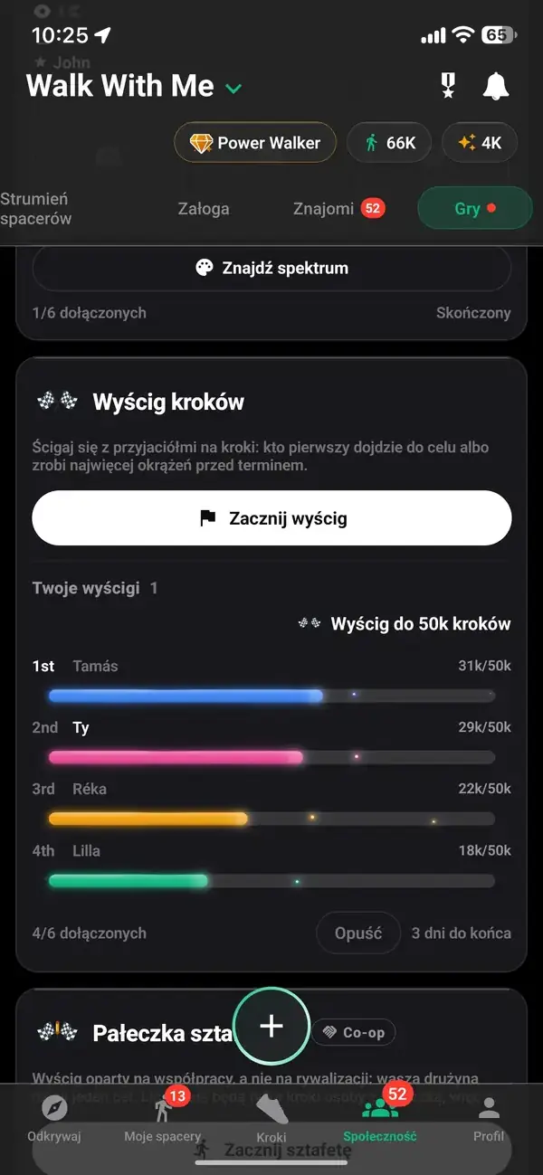 Wyścig do 50 000 kroków między przyjaciółmi, z tobą na drugim miejscu