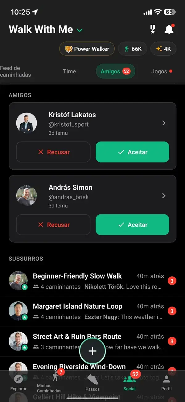 Adicionando um caminhante como amigo