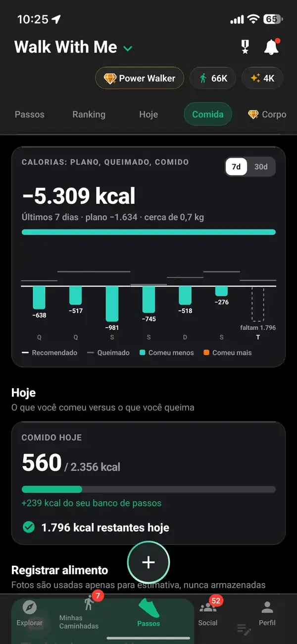 Estimativa de calorias de uma caminhada a partir de ritmo e inclinação