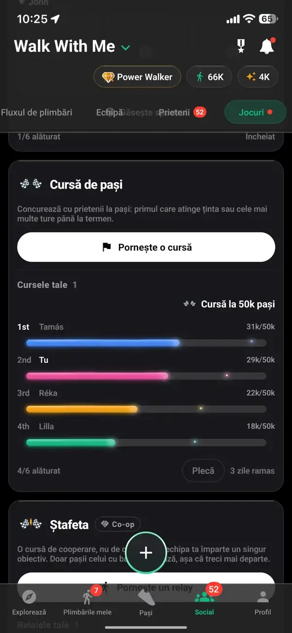 O cursă la 50.000 de pași între prieteni, cu tine pe locul doi