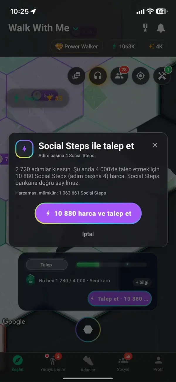 Banked adımları ile altıgen talep etmek