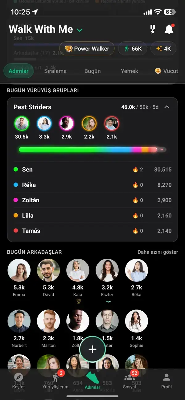 Bir Yürüyüş Paketi'nde paylaşılan haftalık adım hedefi barı