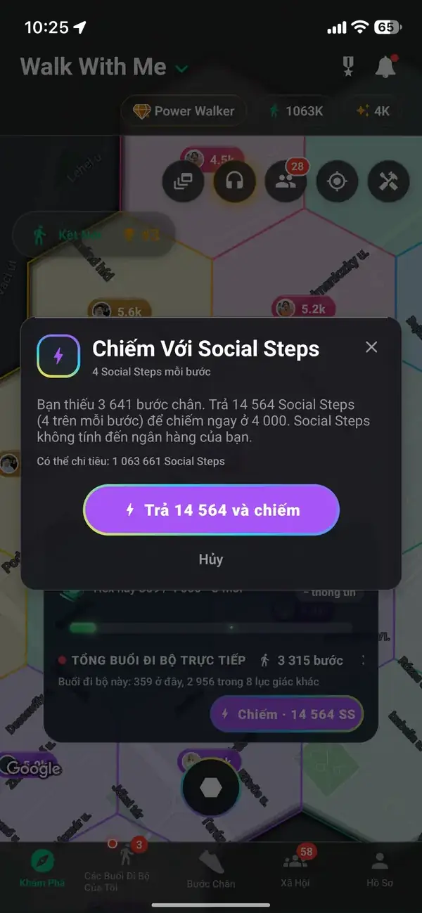 Chiếm đoạt một hình lục giác bằng bước chân tích luỹ