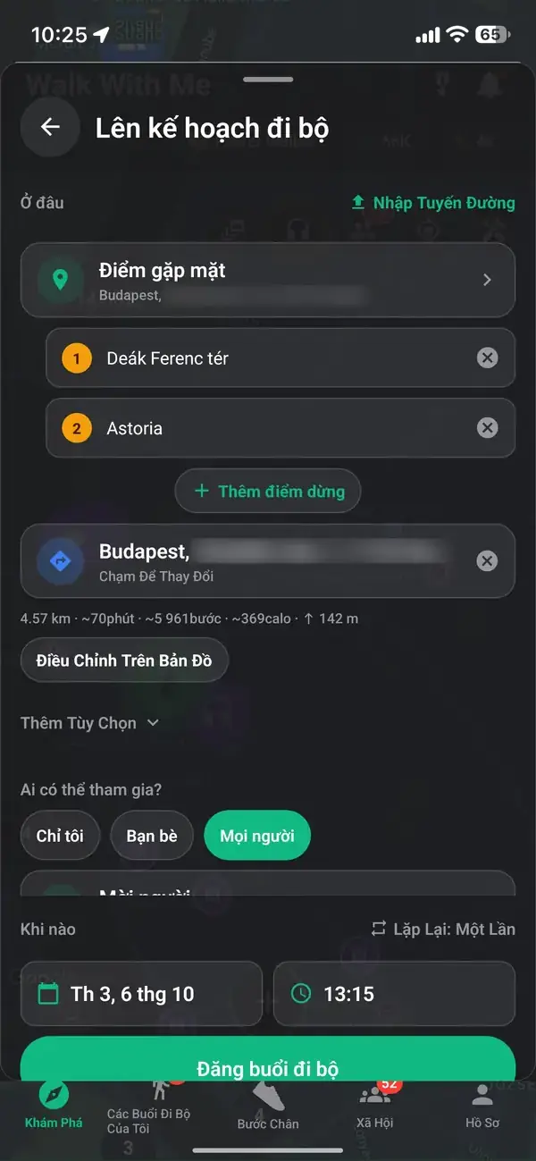 Lên kế hoạch cho tuyến đường