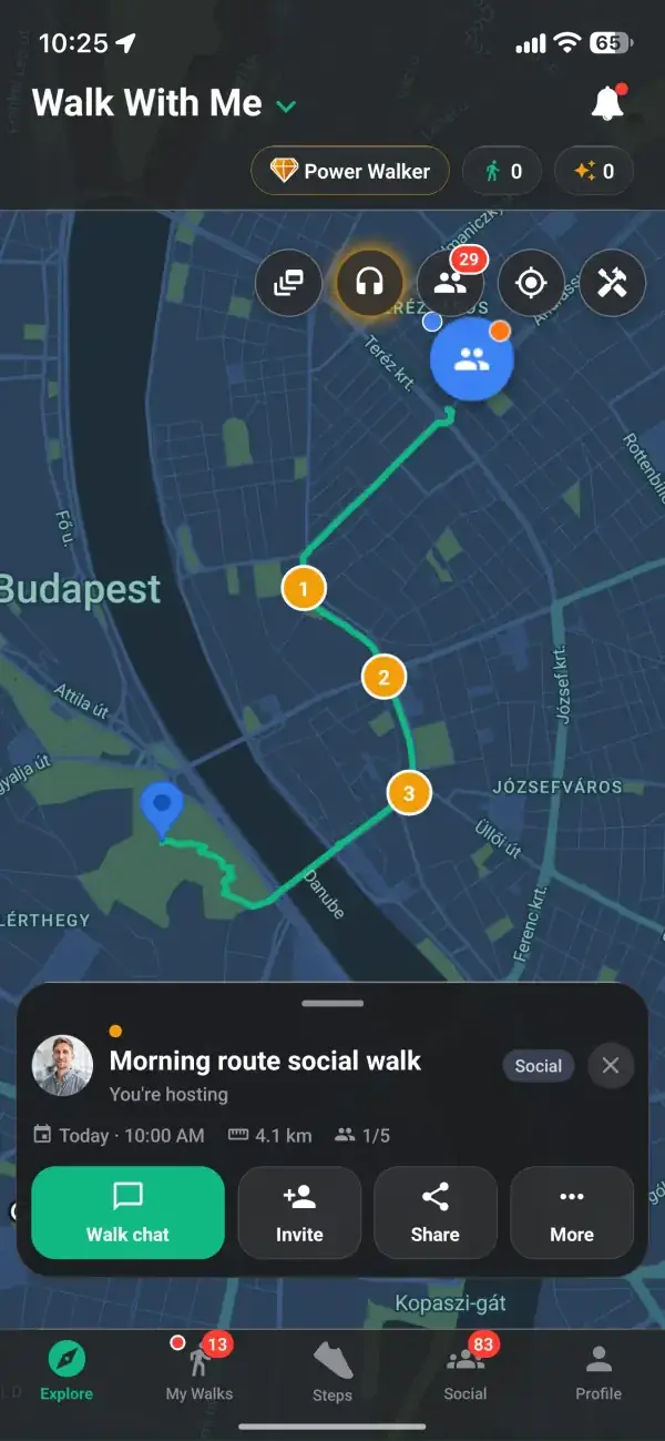 Rögzített ösvény itineráriuma egy túrához