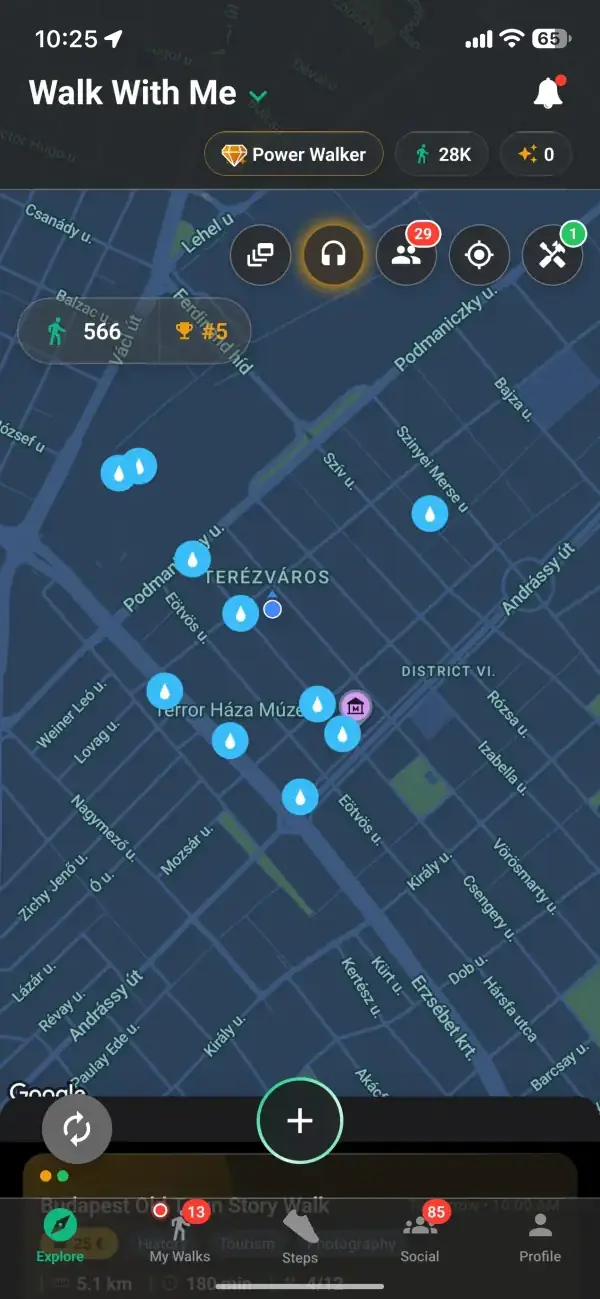 Позначки питних фонтанчиків на карті Walk With Me