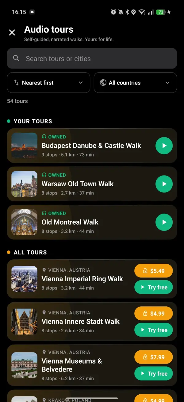 Tap the Gold Headphones and Pick a Tour