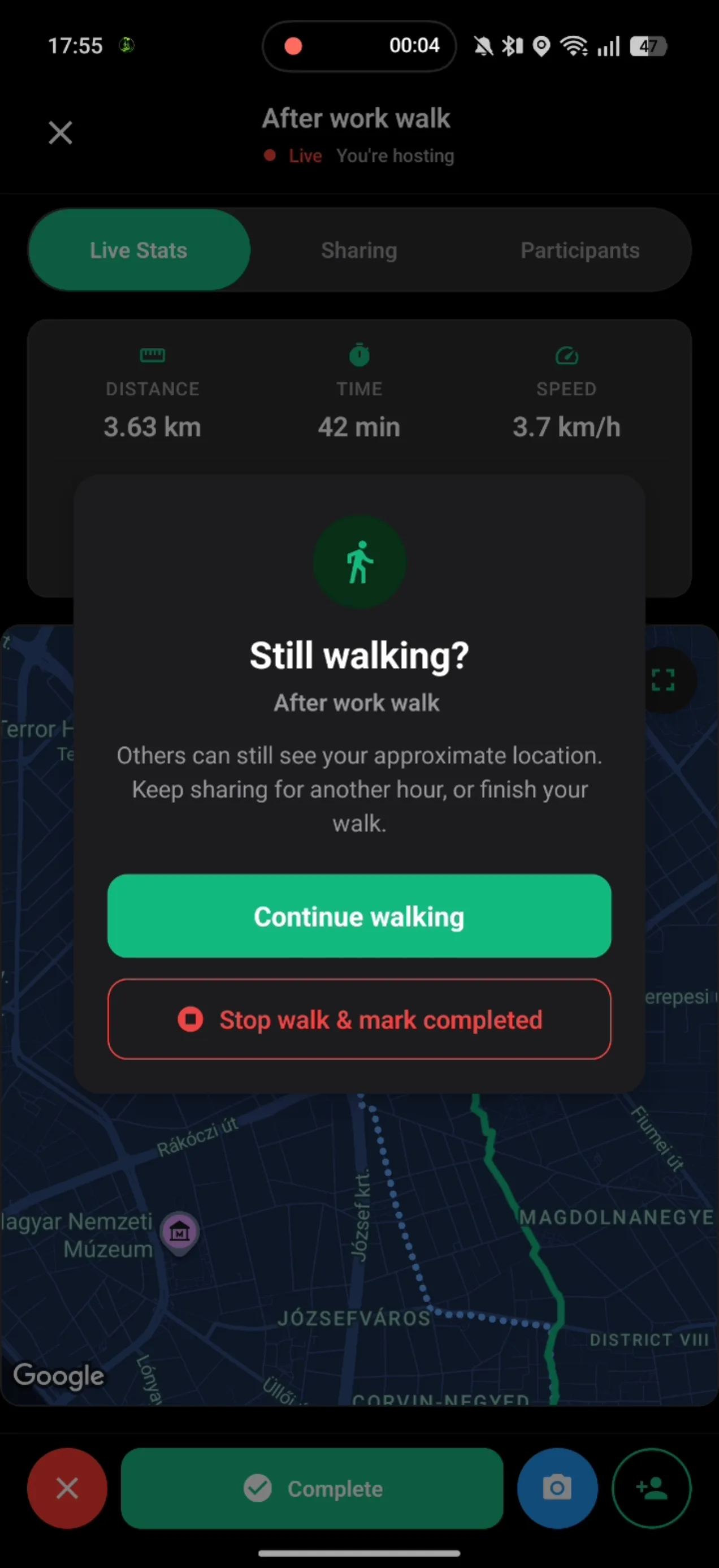 Check-in on a scheduled group walk