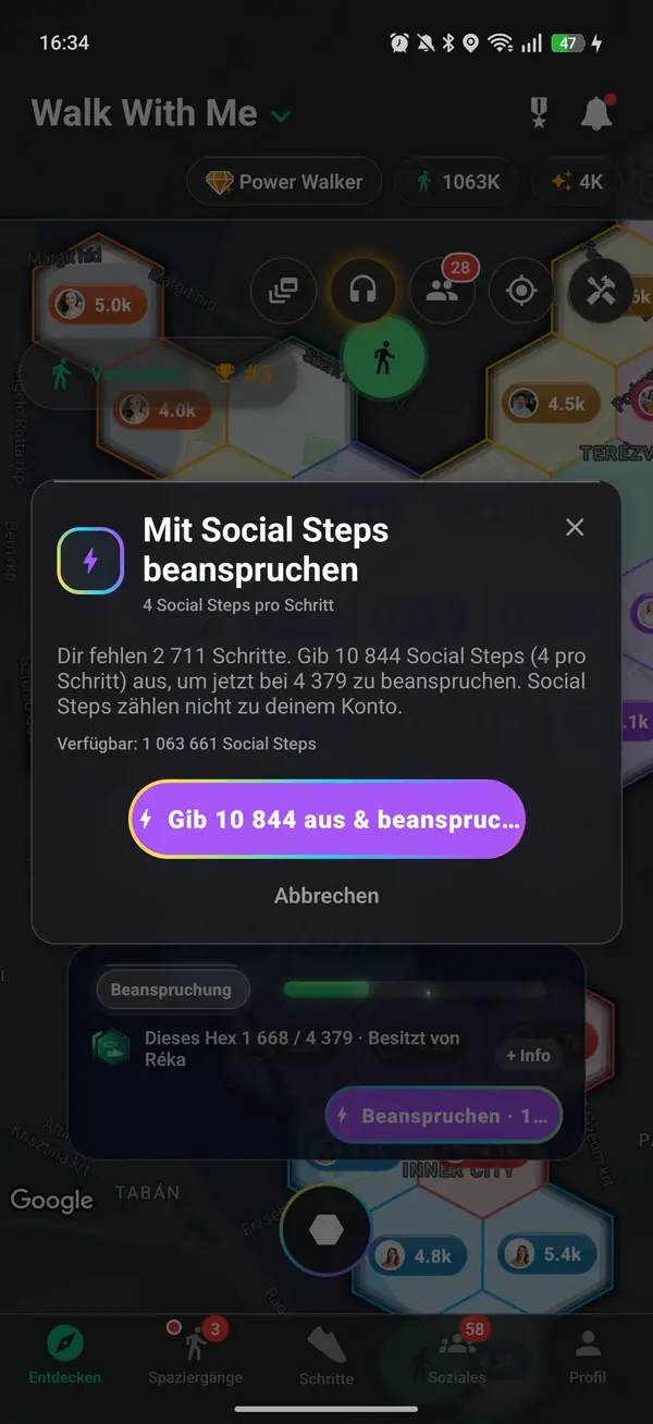 Ein Sechseck mit eingelagerten Schritten beanspruchen