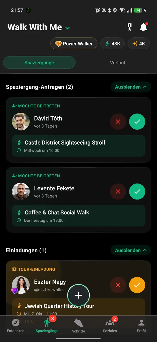 Bestätigen einer Anfrage für eine reine Frauenrunde