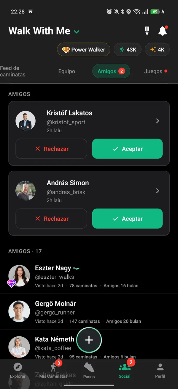 Agregando un caminante como amigo