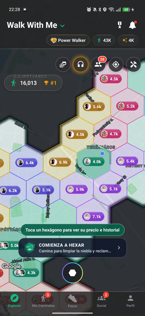 Un hexágono mantenido y su precio en el mapa