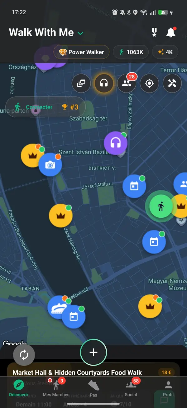 La carte Explore avec des balades à proximité