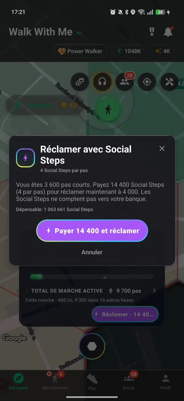 Revendiquer un hexagone avec des pas accumulés