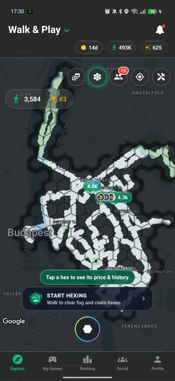 Туман розчищується навколо прогулянника на карті Hex