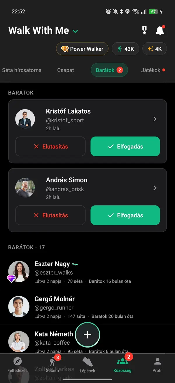 Egy sétálót barátként adva hozzá