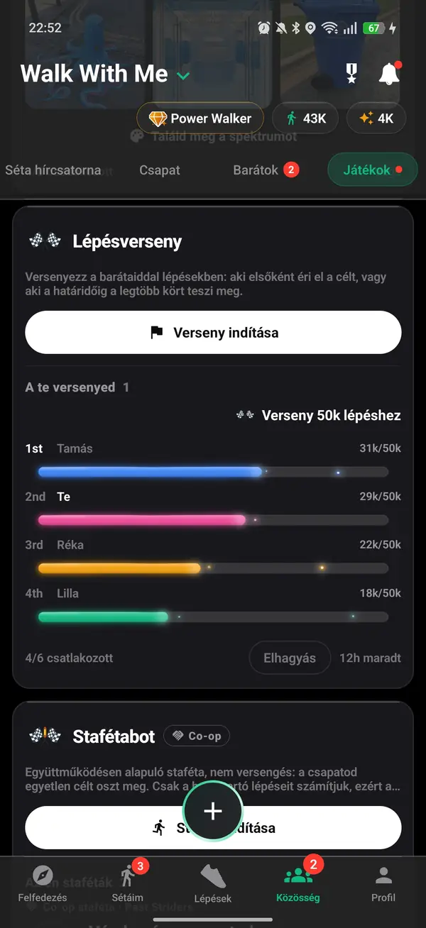 Egy 50 000 lépésig tartó verseny barátok között, ahol te a második helyen állsz
