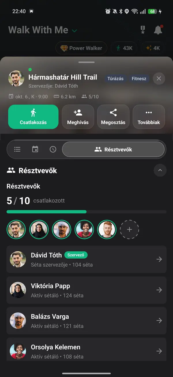 Jelentkezés a sétára