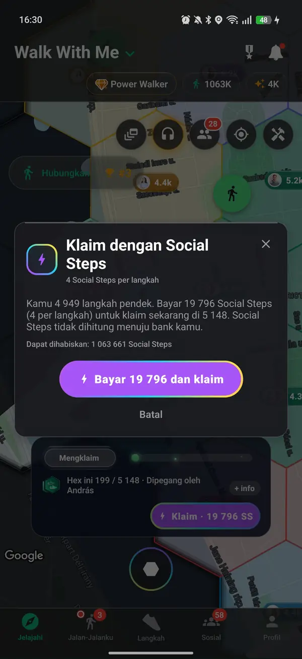 Mengklaim heksagon dengan langkah yang disimpan