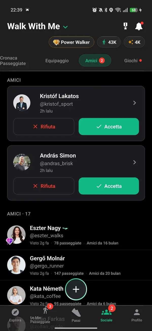 Aggiungere un passeggiatore come amico