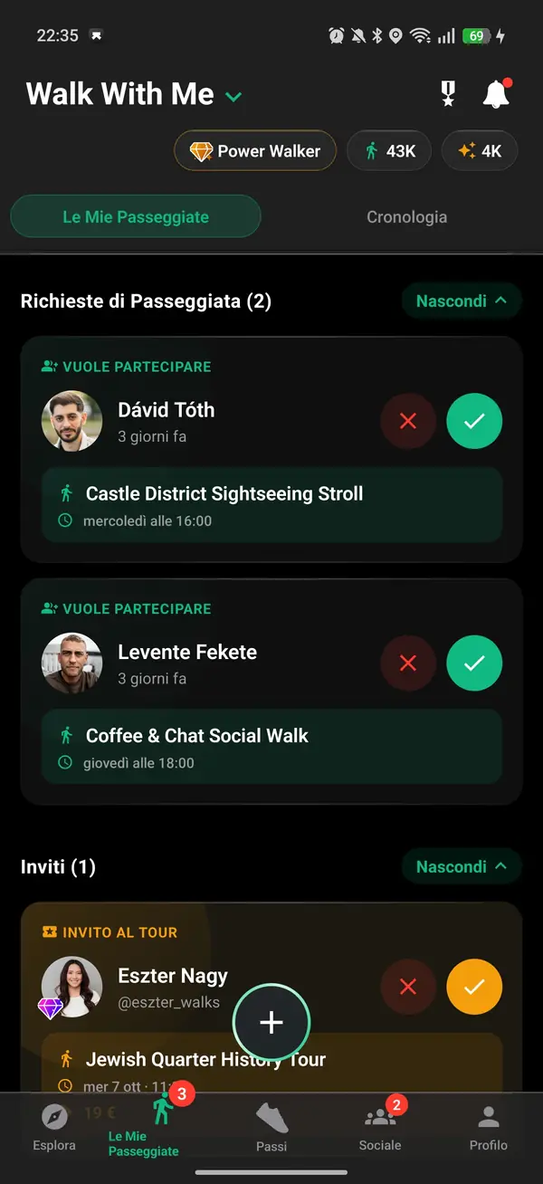 Approvazione di una richiesta di partecipazione a una camminata per sole donne