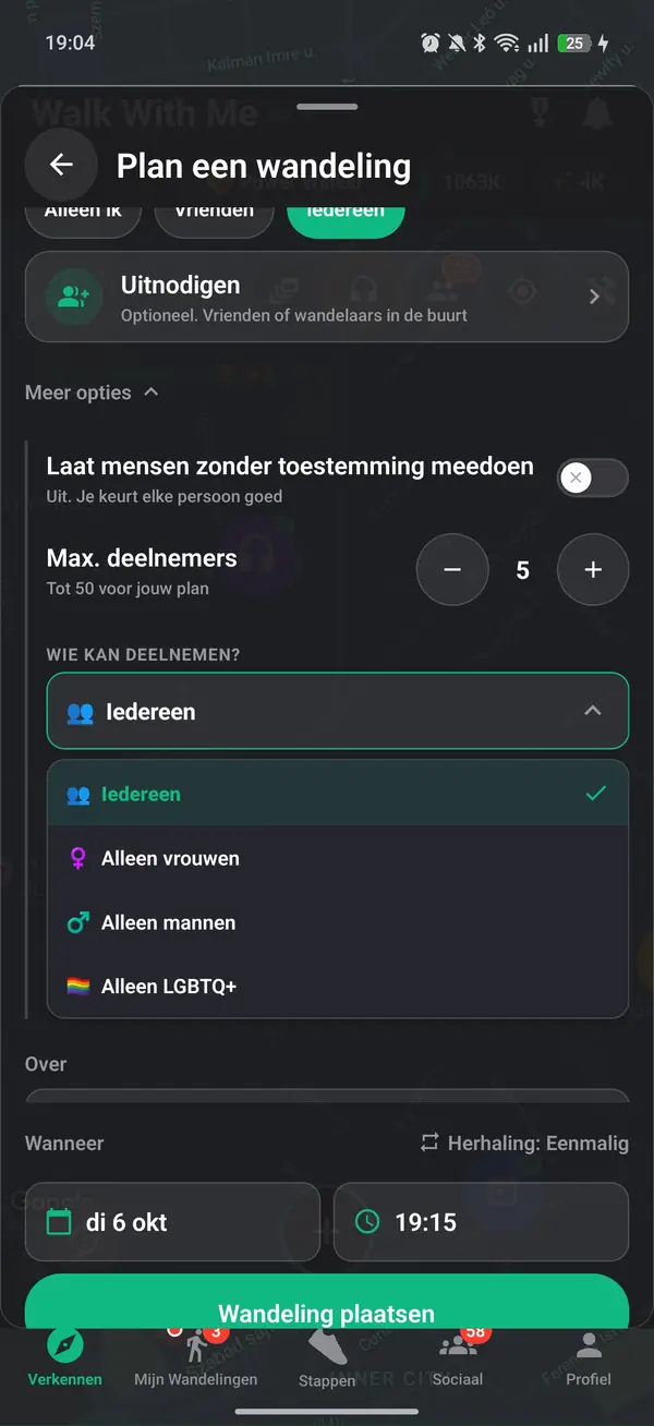 Als organisator een wandeling opzetten en kiezen voor Alleen voor vrouwen