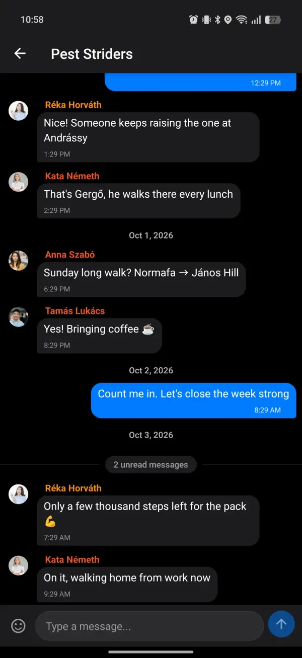 Chat do Passeio em Grupo planejando um passeio por pubs