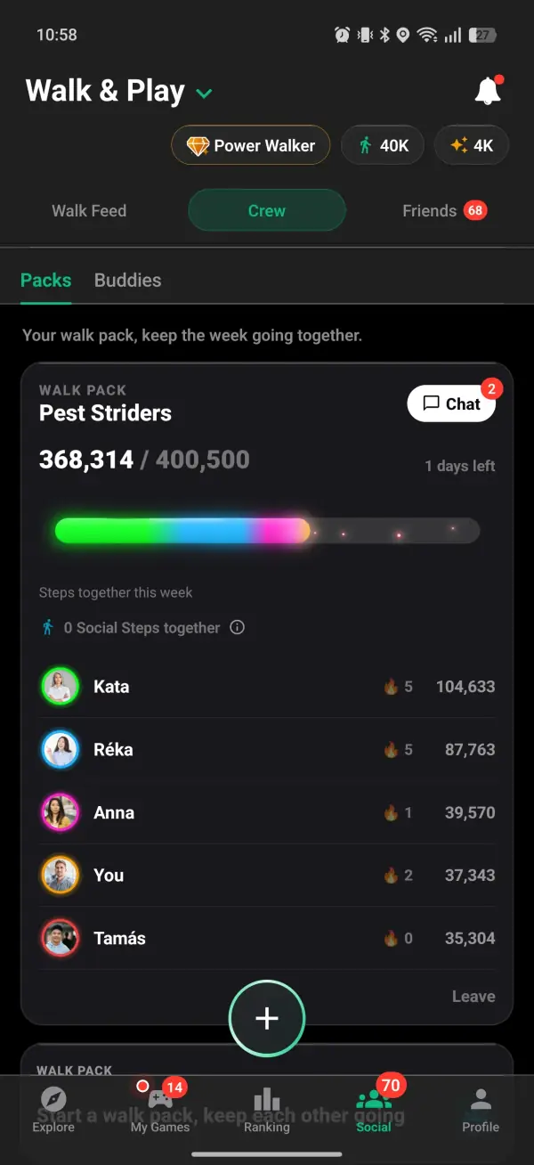 A Walk Pack shared weekly goal