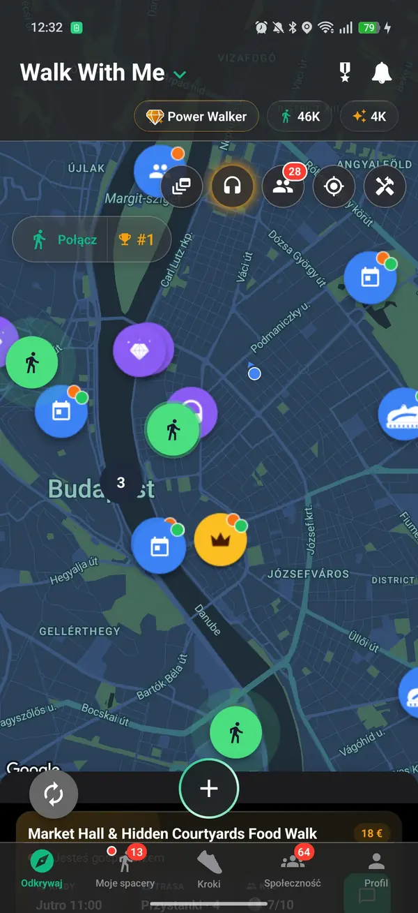 Mapa Eksploracji ze spacerami w pobliżu