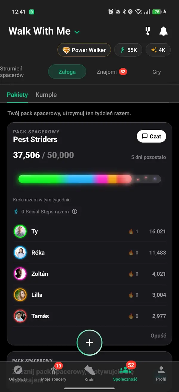 Wspólny cotygodniowy cel paczki spacerowej