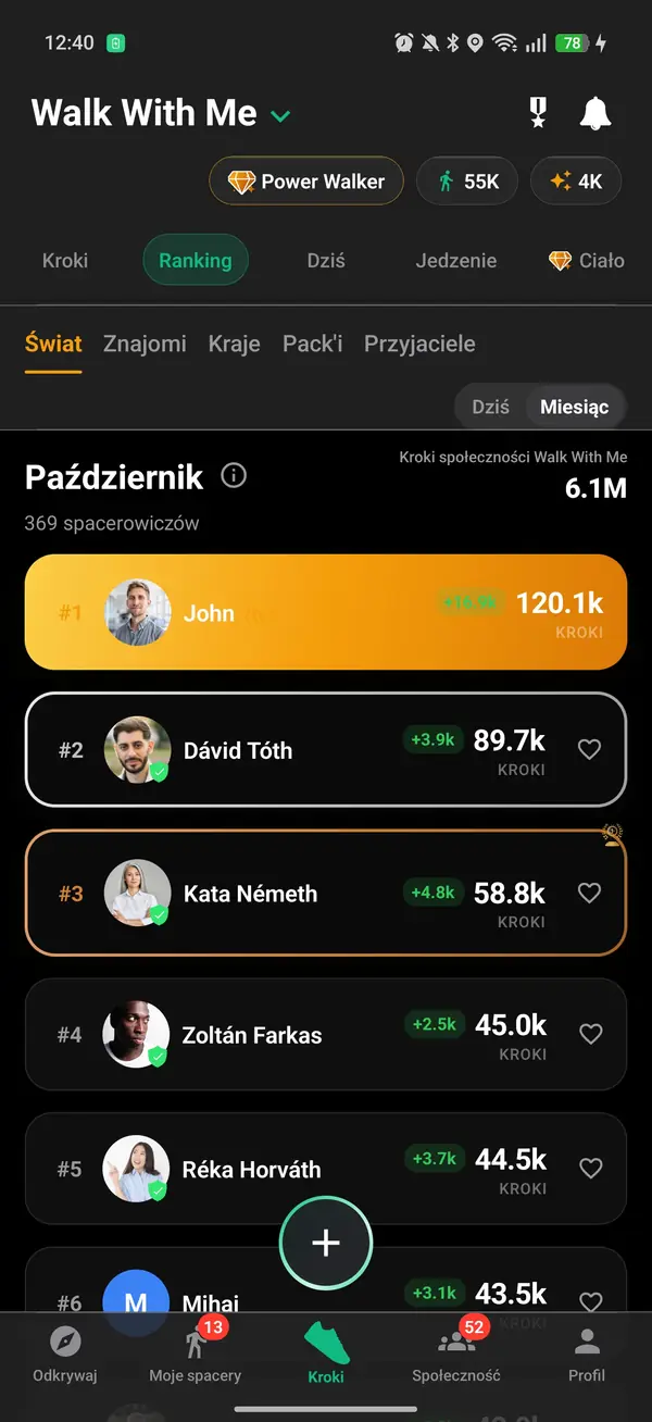 Walk Pack wspólny tygodniowy pasek celu kroków