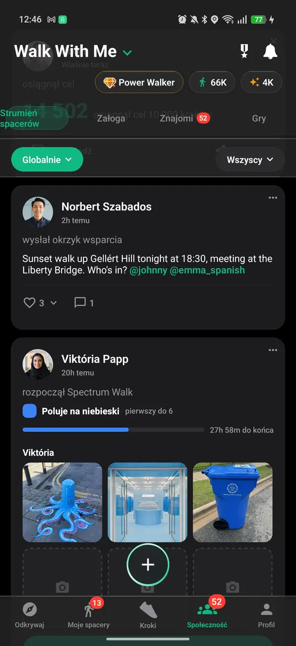 Tablica spacerów jako społecznościowy feed oparty na chodzeniu